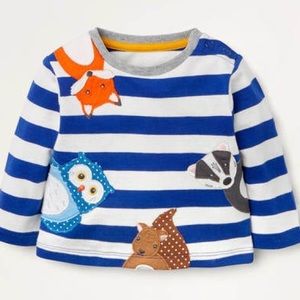 Mini Boden Stripy Appliqué T-Shirt